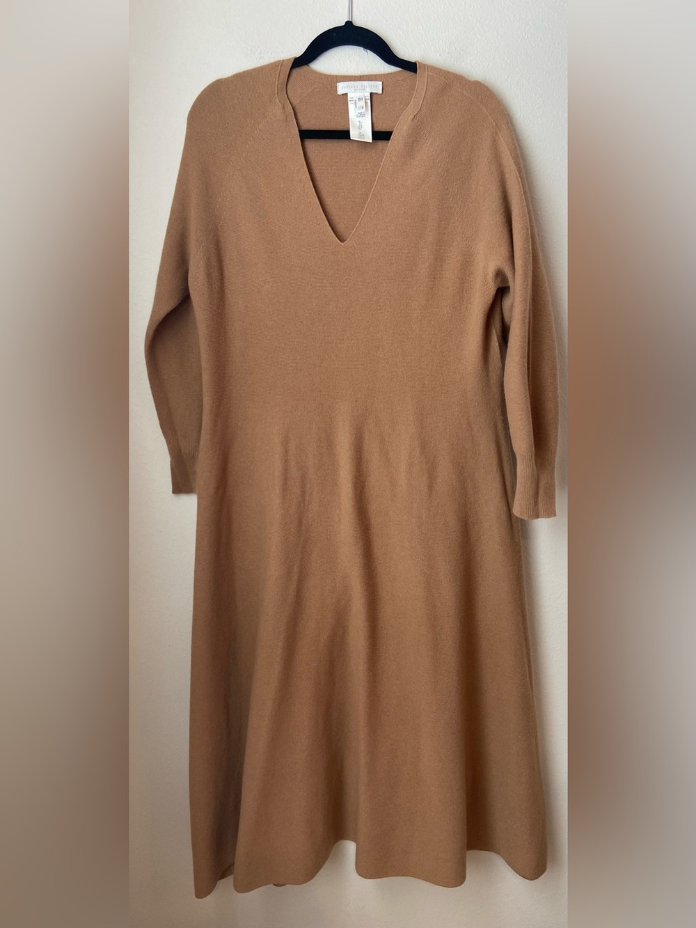 Fabiana Filippi Merino Wool Silk Cashmere Knit Midi Dress Camel L